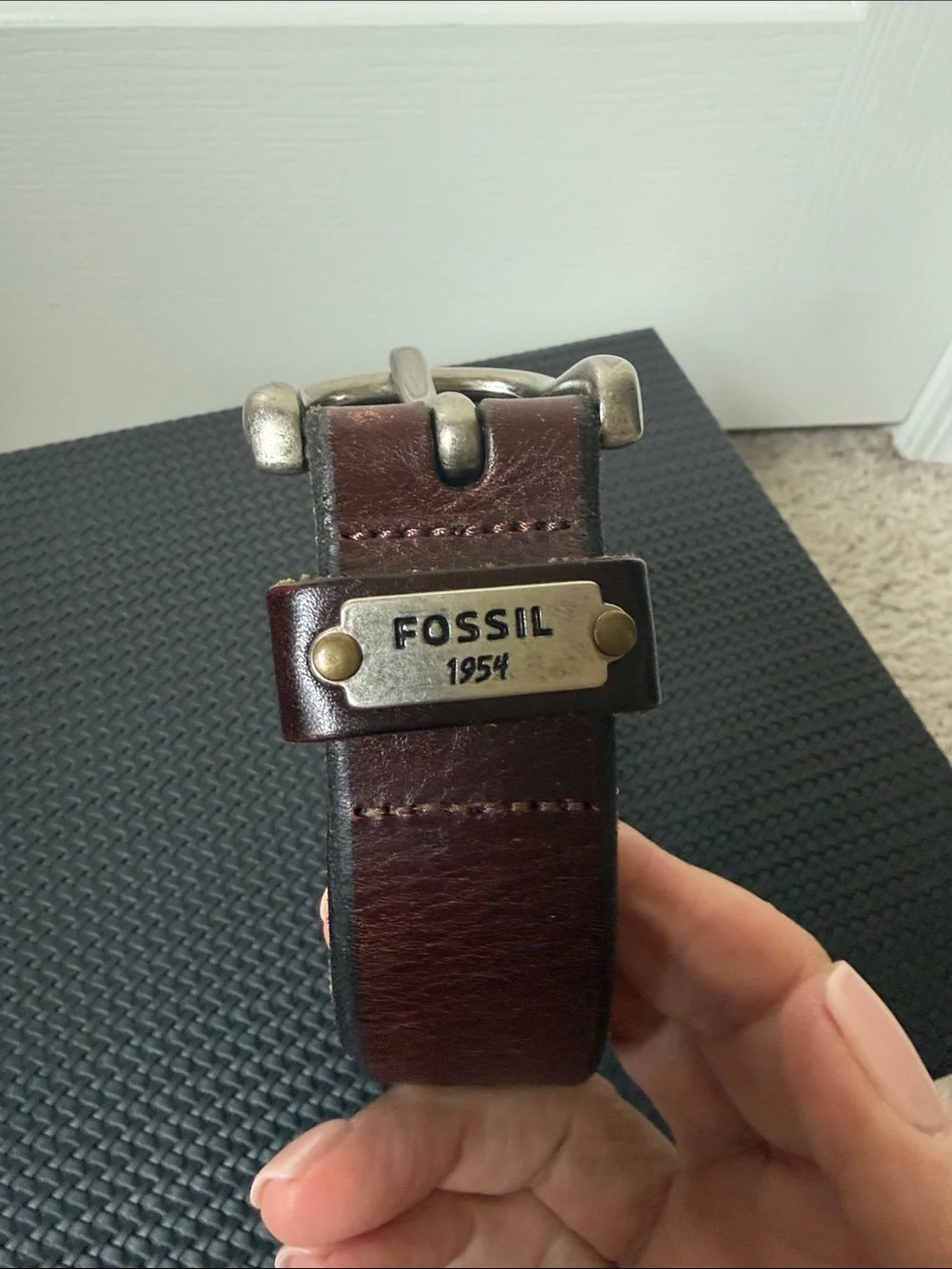 Fossil womens Brown Leather Belt with Antique Silver Buckle